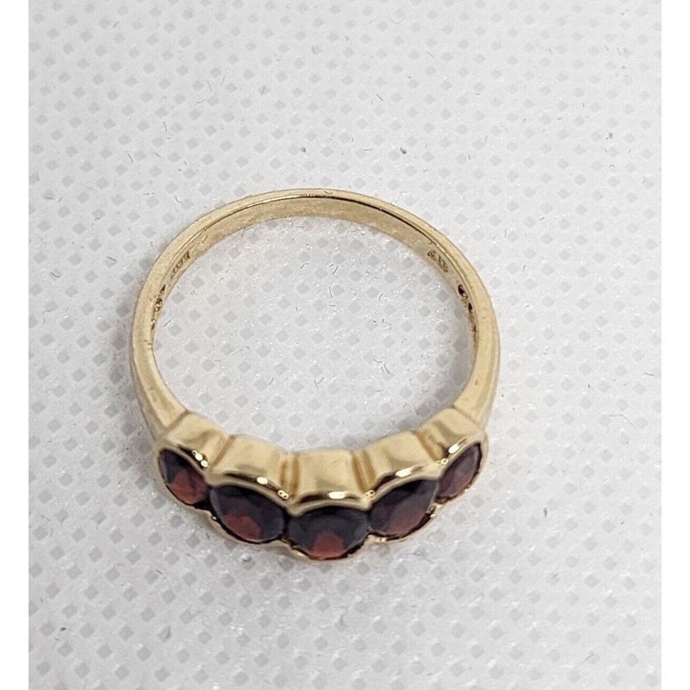 10K 417 YELLOW GOLD & GARNET RING MW SIZE 6 - Picture 8 of 9